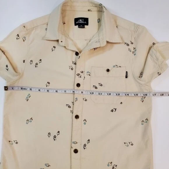 O'Neill Boys Shirt Short Sleeve Beige Floral Print Size M - Image 4 of 4