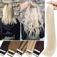 80PCS 120G THICK Tape In Hair Real Remy Human Hair Extensions Skin Weft Balayage