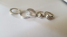 SET ANELLI IN METALLO 5  PZ ARGENTATI DONNA VARIE MISURE RAGAZZA DONNA NUOVI