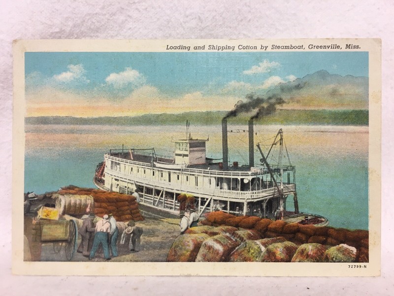 King Cotton Riverboat Loading GREENVILLE MISSISSIPPI POSTCARD