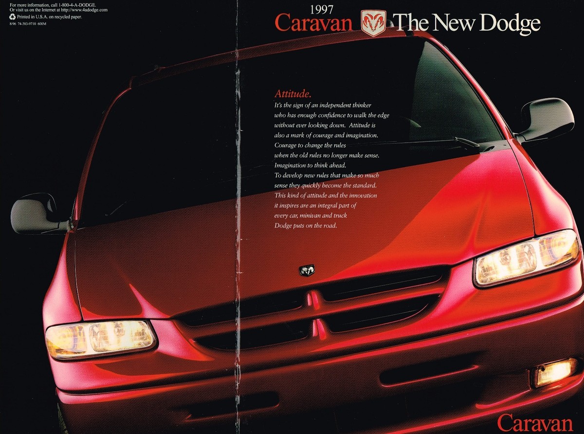 Big 1997 Dodge CARAVAN MiniVan Brochure w/Color Chart:GRAND,SE,LE
