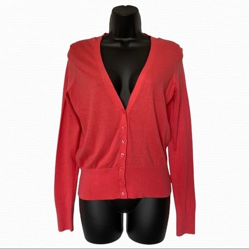 Coral Long Sleeve V-Neck Cardigan by 