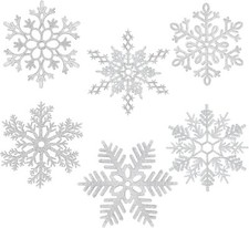12 inches Large Snowflakes Ornaments 6 Pack Big Plastic Glitter Silver New