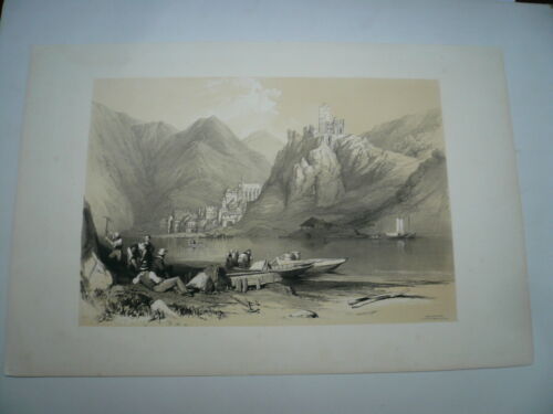 Beilstein an der Mosel, anno 1838, Tonlithographie Seltene, getönte Original-Lit - Bild 1 von 2