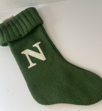 Wondershop Monogram Christmas Stocking Letter N Initial GREEN Knit Target NEW