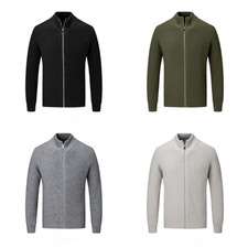 Hot Men Sweater Cardigan Full Zip Knitted Regular Fit Open Front Top Knitwear