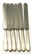 Set of 6 Vintage Silver Spatula Blade Lunch Knives by Walker and Hall #13