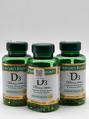 Nature s Bounty Vitamin D3 125mcg (5000 IU) Softgels - 240ct (3pk) Exp. 7/28