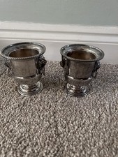Antique Vines Of Sheffield England Silver Plated Mini Vases With Lion Handles