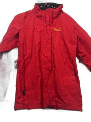 Jack Wolfskin Regenmantel Jacke rot Polyamid Größe 12 Damen Outdoor Wandern