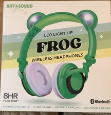 ART+SOUND Frog Bluetooth Wireless LED Light-Up Headphones Mic Foldable Green