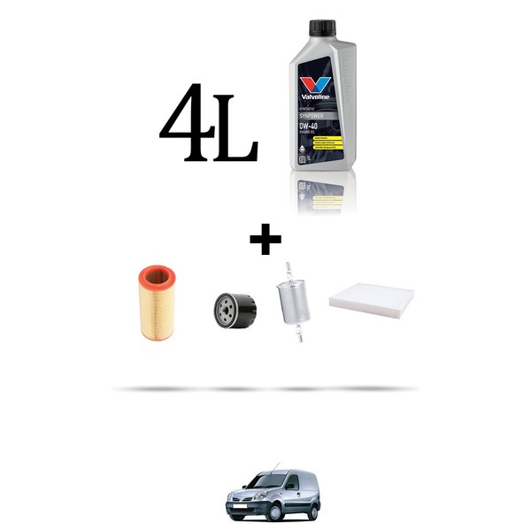 Hoffcar Wartungsset 4 Filter Und 4L ÖL FüR Nissan Kubistar 1.2 44Kw Ab 2003-image