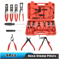10PC HOSE CLAMP CLIP REMOVER PLIERS WIRE LONG REACH KIT FUEL OIL WATER HOSE TOOL