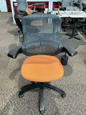 Knoll Generation Office Chair w/ Gray Back and Orange Fabric Seat