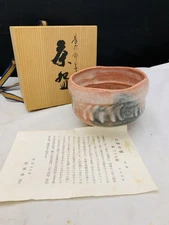Akaraku Kyoto Made By Shoraku Ooki, Tsutsumi Persimmon, Tea Bowl, Printed Chojir