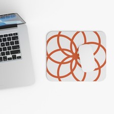 Geometric Interlocking Circles Mouse Pad  Orange Floral Mandala