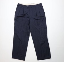 Vintage 70s Streetwear Mens 38x29 Wool Blend Pleated Wide Leg Chino Pants USA