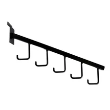 SSWBasics Black 5-J-Hook Waterfall for Slatwall - Pack of 10- Black Metal