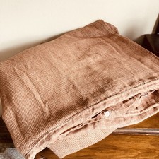 West Elm 100 Flax Linen Mini Waffle King / Cal King Duvet Cover  Terracotta