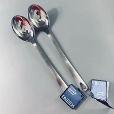 2 Oneida Stainless SERVING SPOONS Flatware Utensils Slotted Large