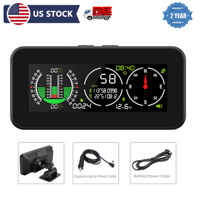 Car Digital GPS Speedometer HUD Inclinometer Compass Slope Meter Level Universal