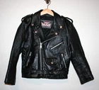 Kids Boys Girls MAS Leather Motorcycle Biker Jacket Full Zip Black XL 7-8-9-10
