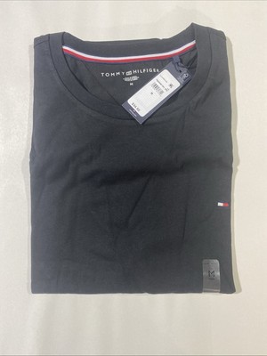 Tommy Hilfiger Men's Classic Fit Crew Neck Flag Cotton T-Shirt, Black, Medium