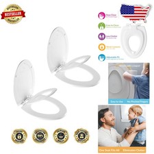 NextStep2 Elongated Toilet Seat 2-Pack White Slow-Close Potty Training