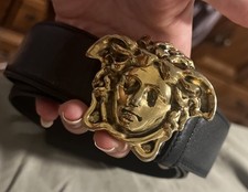 Versace leather Medusa Mens Belt Dcu4140dvtp1 95/38 black gold