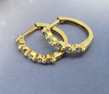 .21 ctw Diamonds Round Cut 14k Yellow Gold Huggie Earrings