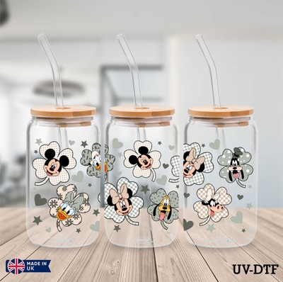 Mickey & Minnie Mouse UV DTF Aufkleber - 16 Unzen Libbey Dose Glasfolie yd355
