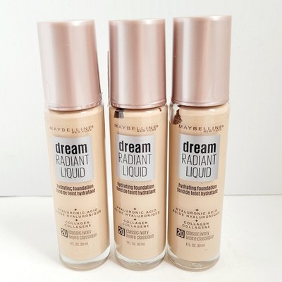 3 X Maybelline Dream Radiant Liquid Foundation 20 Classic Ivory NEW  See Descr.