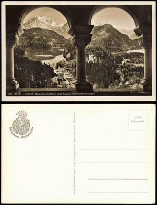 Schwangau view from Neuschwanstein Castle on Hohenschwangau 1937