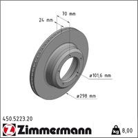 Zimmermann 450.5223.20 Bremsscheibe FüR Land Rover Defender Discovery Range Lj