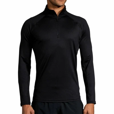 Brooks Dash Herren Lauftop Schwarz Langarm Half Zip Run Atmungsaktiv Jogging