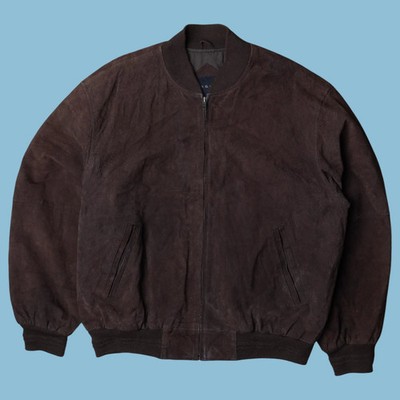 Vintage Suede Leather Bomber Jacke - L