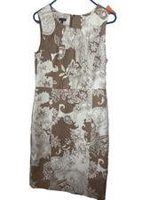 Talbots Sheath Dress Camel Tan Floral Lined, Sz 10 Special Occasion Business