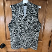 Talbots Women s L Black/White Animal Print Kn...