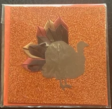 Papyrus Thanksgiving Card Silhouette Turkey Ribbon Tail Glitter Encrusted