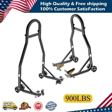 900lbs Motorcycle Front Rear Combo Stand Lift Swingarm Spool Paddock Stand Black
