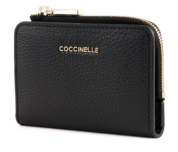 Coccinelle Metallic Soft Credit Card Holder Kartenetui Noir Neu-image