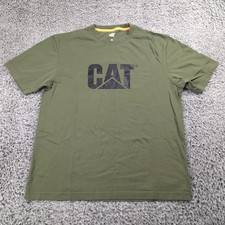 CAT Caterpillar Shirt Men Medium Green Construction Short Sleeve Graphic Tee