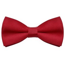 Kids Bow Tie Classic Solid Color Satin Bow Tie Adjustable Neck Bowtie kids Red