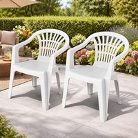 2 Gartenstuhl Stapelstuhl Mojawo Altea Bistrostuhl Stapelsessel Kunststoff Weiß