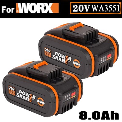 8000mAh 20V MAX 8,0Ah Akku Für Worx Original Ersatzakku WA3553 WA3556 WA3551 NEU