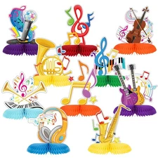 10 Pcs Music Notes Honeycomb Table Centerpiece Music Themed Party Decorations...