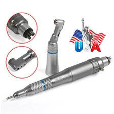 USA Dental Slow Low Speed Handpiece Kit Latch Type Contra Angle 4 Hole Air Motor