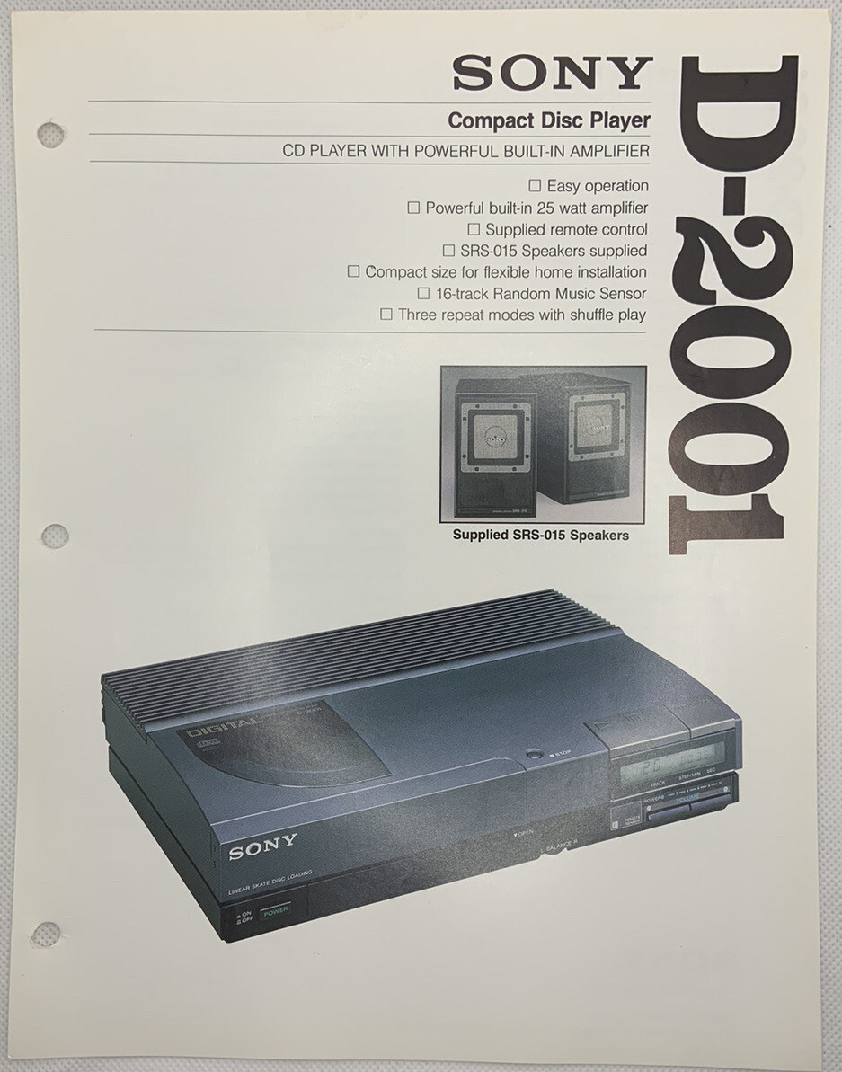 SONY D-2001 Compact Disk Player Dealer Sheet | eBay 