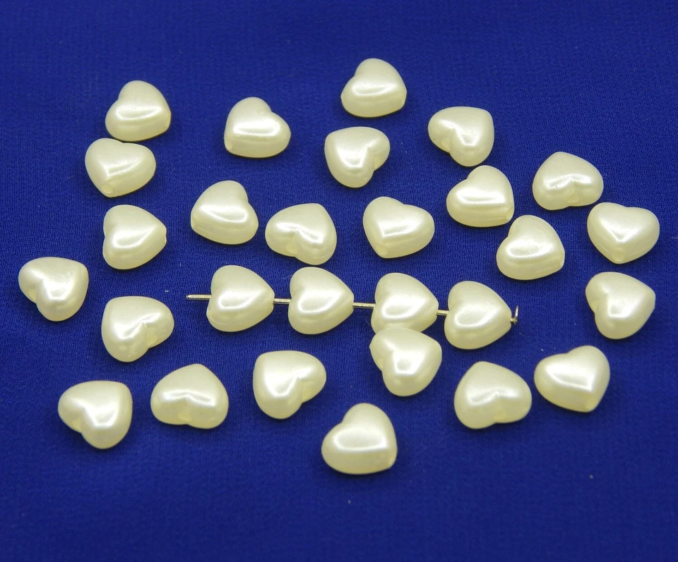 200stk Wachsperlen 9x7mm Zuchtperle Herz Acryl Kunstperlen Schmuck Hochzeit R75 - Bild 3 von 4