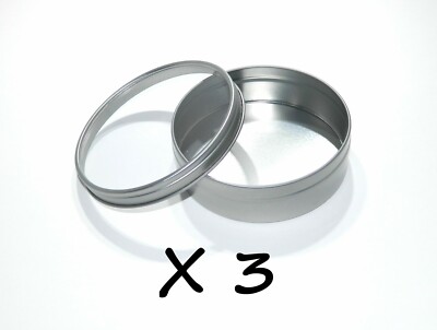8 oz Round Metal Window See Through Slip-Lid Tin Can Survival Craft Container X3